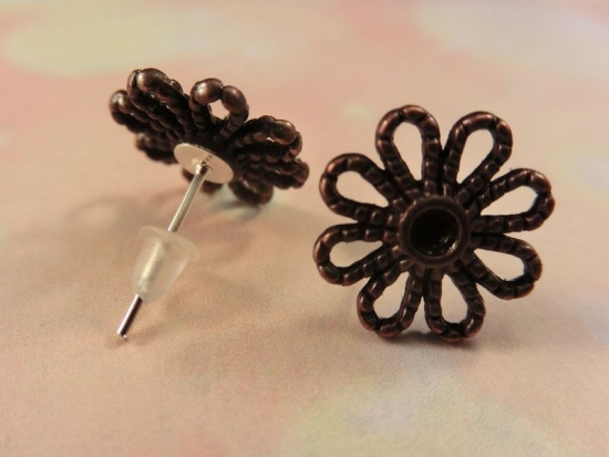 Kupferfarbene Blumen Ohrstecker Blümchen Flower
